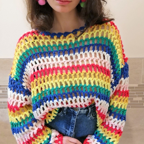 CROCHET MULTICOLOR TOP - Picture 1 of 3